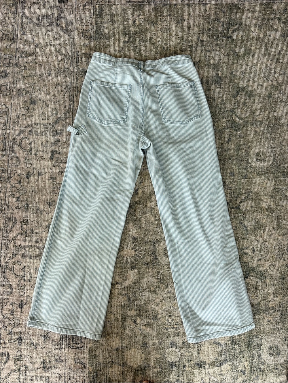 Pilcro High Rise Wide Leg Painter Pants Utility Blue & White Stripe Size 31 - Picture 9 of 10